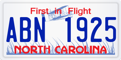 NC license plate ABN1925