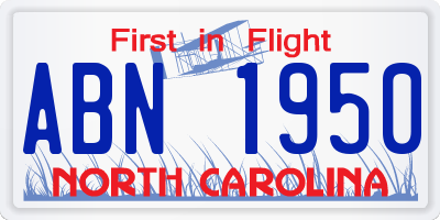 NC license plate ABN1950