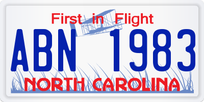 NC license plate ABN1983