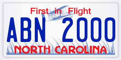 NC license plate ABN2000