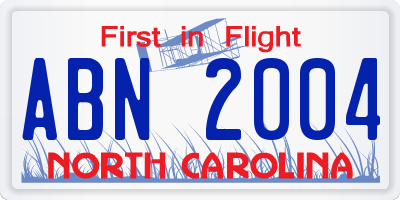 NC license plate ABN2004