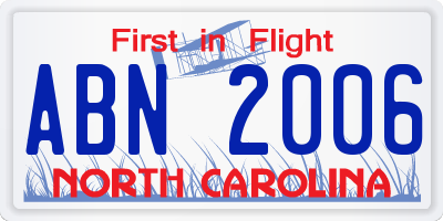 NC license plate ABN2006