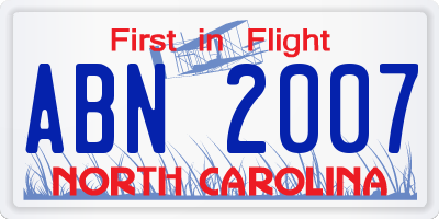 NC license plate ABN2007