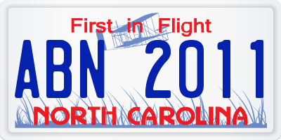 NC license plate ABN2011