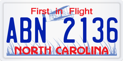 NC license plate ABN2136