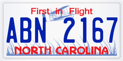 NC license plate ABN2167