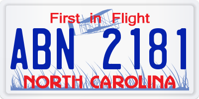 NC license plate ABN2181