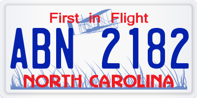 NC license plate ABN2182