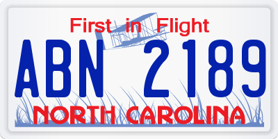 NC license plate ABN2189