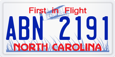 NC license plate ABN2191