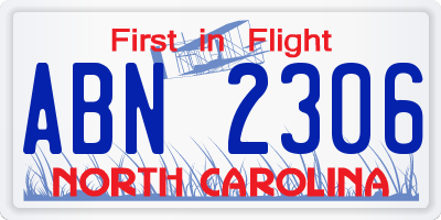 NC license plate ABN2306