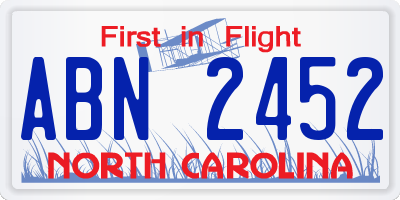 NC license plate ABN2452