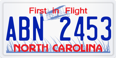 NC license plate ABN2453