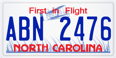 NC license plate ABN2476