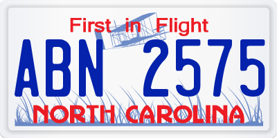 NC license plate ABN2575