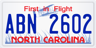 NC license plate ABN2602