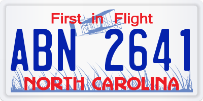 NC license plate ABN2641