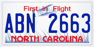 NC license plate ABN2663
