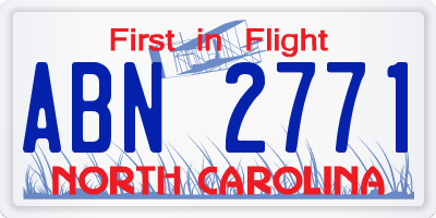 NC license plate ABN2771