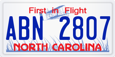 NC license plate ABN2807