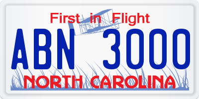 NC license plate ABN3000