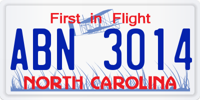 NC license plate ABN3014