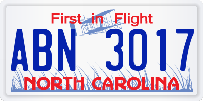 NC license plate ABN3017