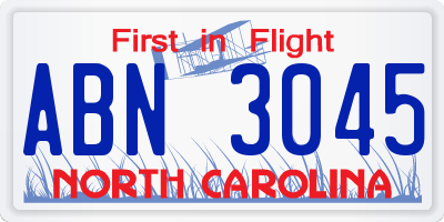 NC license plate ABN3045