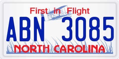 NC license plate ABN3085