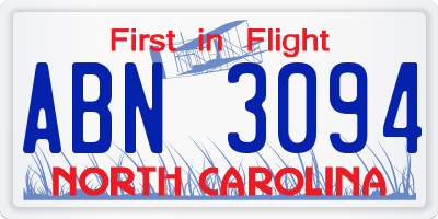 NC license plate ABN3094