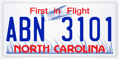 NC license plate ABN3101
