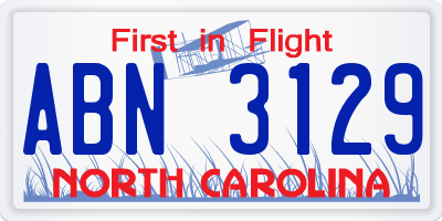 NC license plate ABN3129
