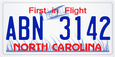 NC license plate ABN3142