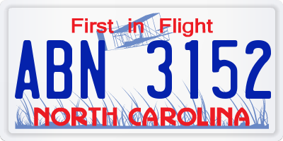NC license plate ABN3152