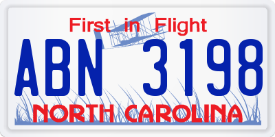 NC license plate ABN3198