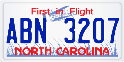 NC license plate ABN3207