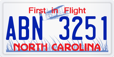 NC license plate ABN3251