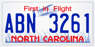 NC license plate ABN3261