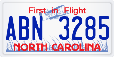 NC license plate ABN3285