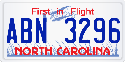 NC license plate ABN3296