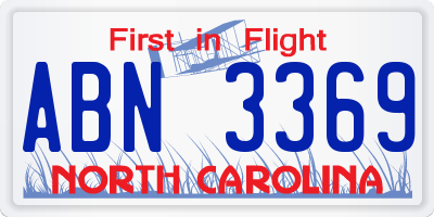 NC license plate ABN3369
