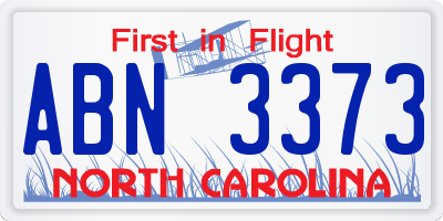 NC license plate ABN3373