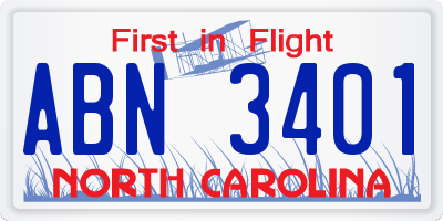 NC license plate ABN3401