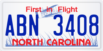NC license plate ABN3408
