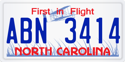 NC license plate ABN3414