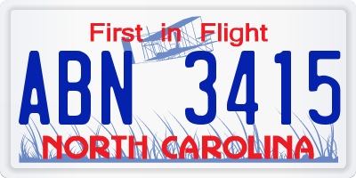 NC license plate ABN3415