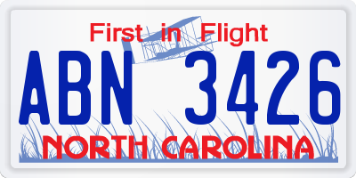 NC license plate ABN3426