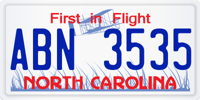 NC license plate ABN3535