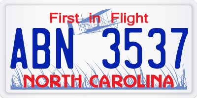 NC license plate ABN3537