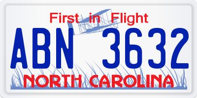 NC license plate ABN3632
